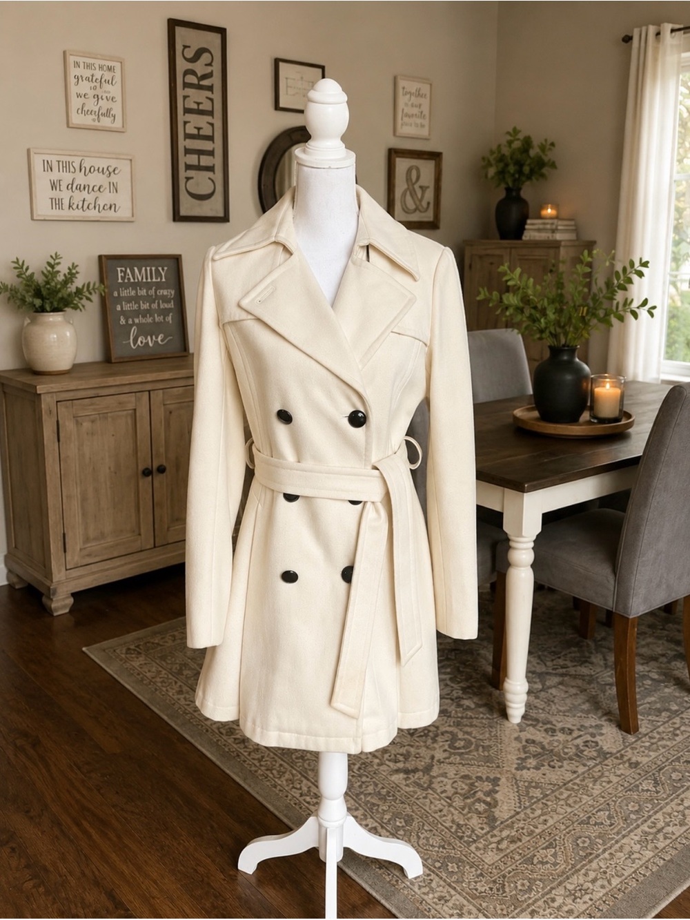 Express Wool Double Breasted Peplum Pea Coat sz S